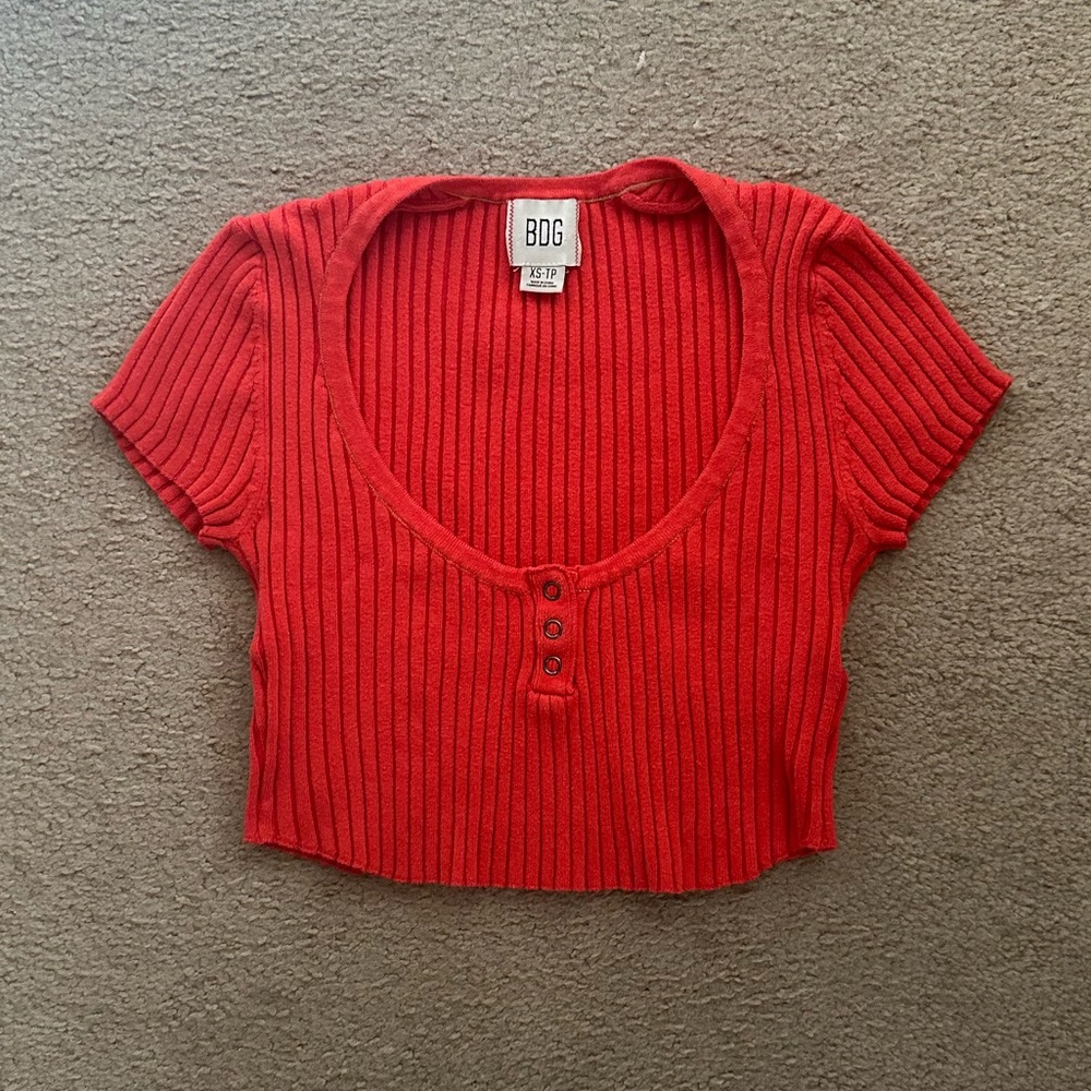 Urban Outfitters red cropped short sleeve top